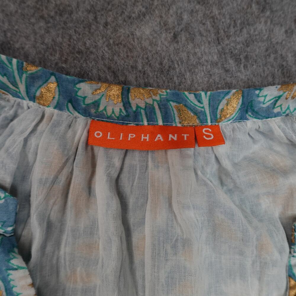 Oliphant Dress Womens Small Haveli Mini Ruffle Hem Puff Sleeve Cotton Feminine - Picture 3 of 10